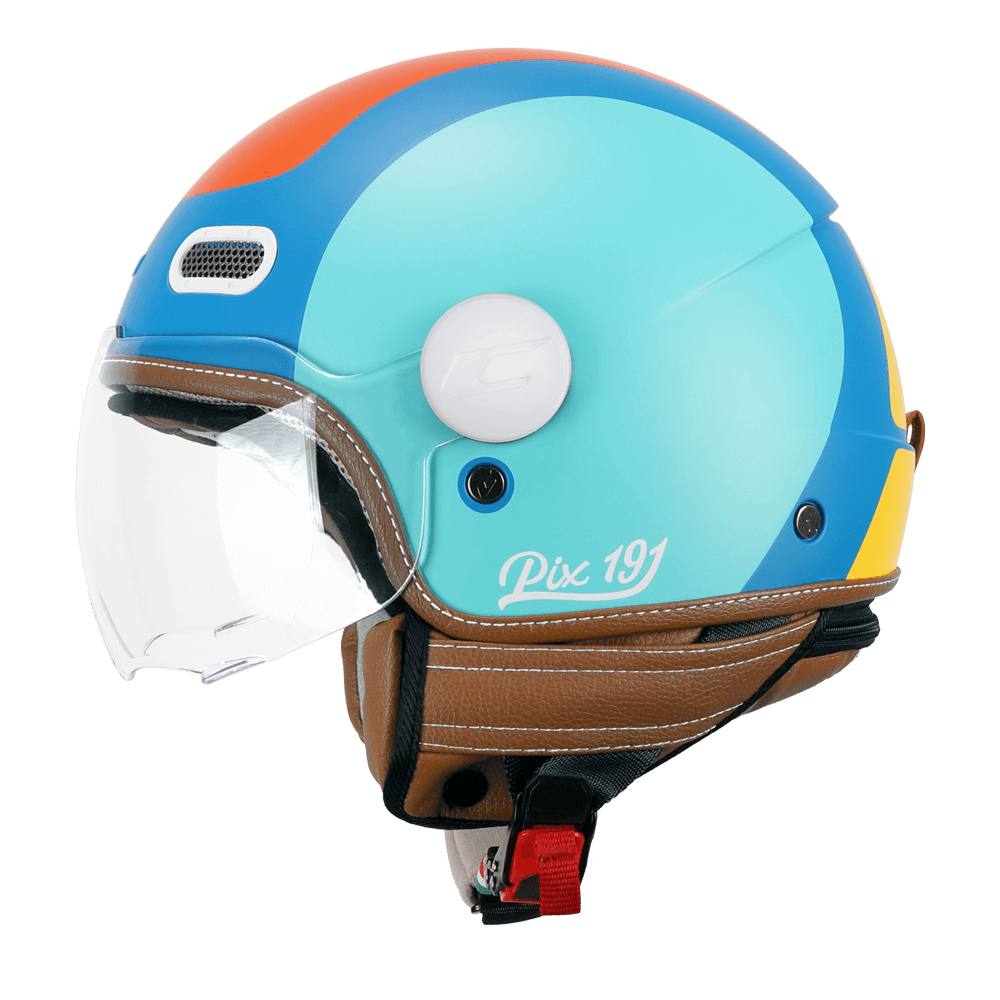 [191G-ASA-26 A1] Casco Jet CGM 191G PIX Sprint Celeste Naranja Mate Sag. (XS)
