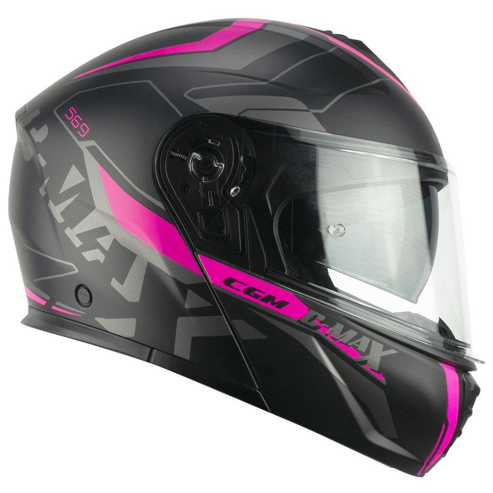 [569G-ALV-20 A1] Casco Modular CGM 569G C-max City Negro Fucsia Flúor Mate (XS)