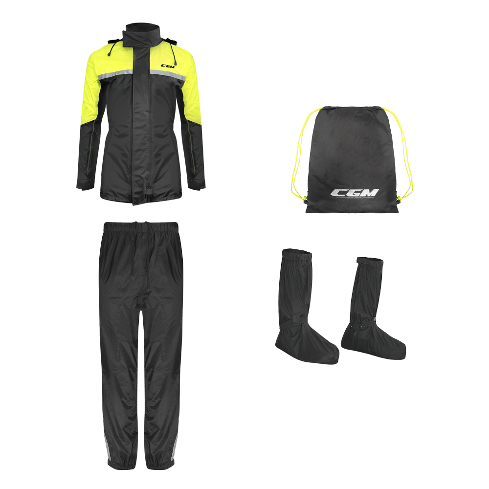 [E31A-BAA-19 A1] CGM E31 Conjunto Completo De Lluvia Negro/Amarillo Fluorescente (XS)