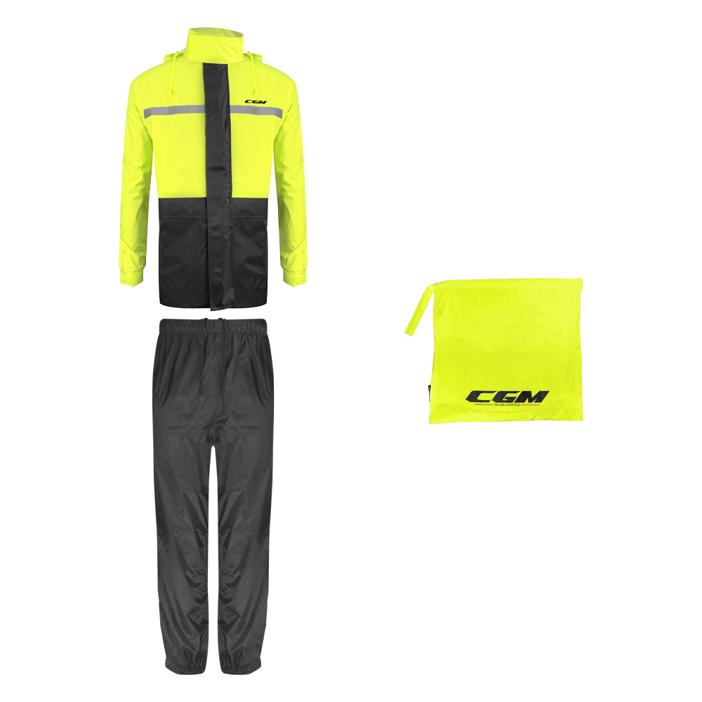 Impermeable CGM Set Antilluvia E34 Sport Negro/Amarillo Flúor