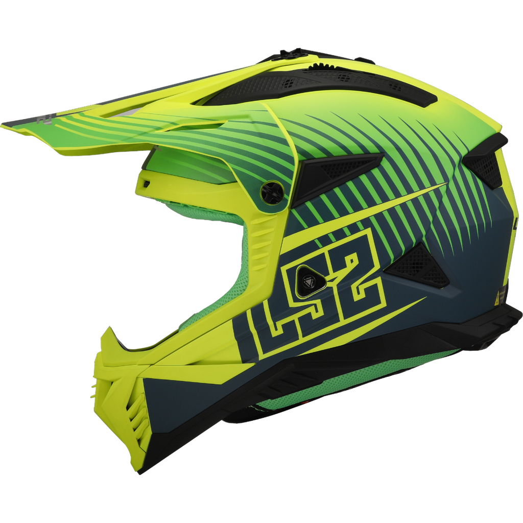 [467082160XS] LS2 MX708 FAST II DUCK M.H-V H-V YELL.-06 Verde (XS)