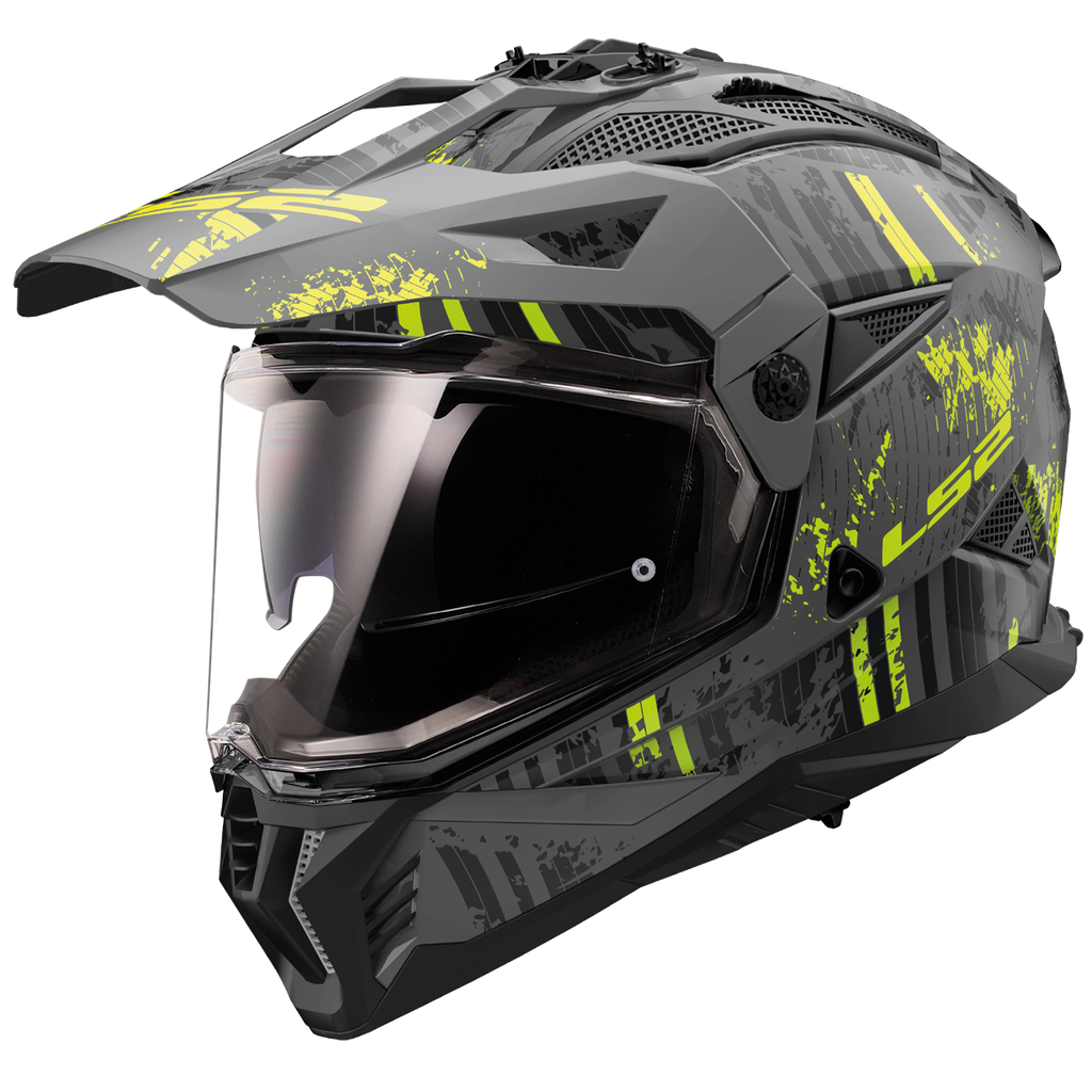 Casco Moto Cross LS2 MX702 Pioneer II Crazy Mate Negro Yell