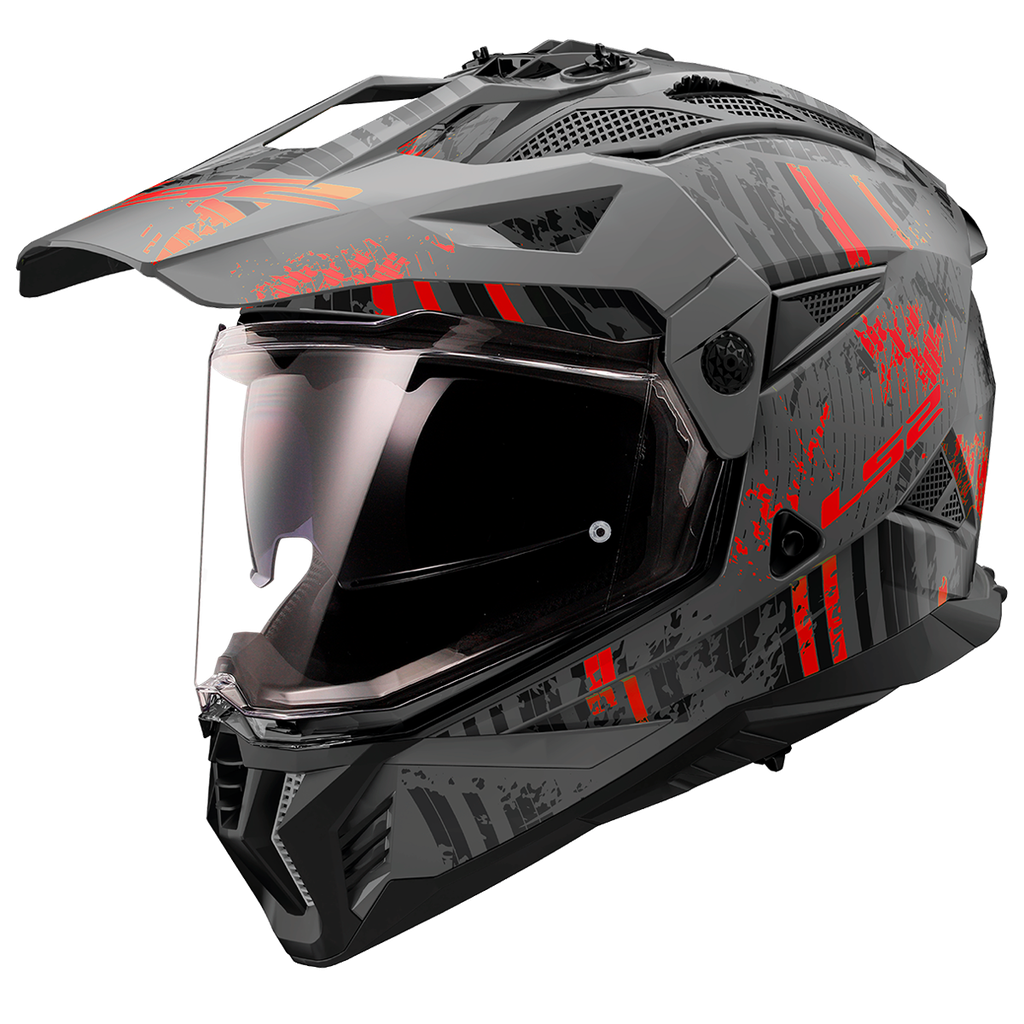 Casco Moto Cross LS2 MX702 Pioneer II Crazy Mate Negro Rojo