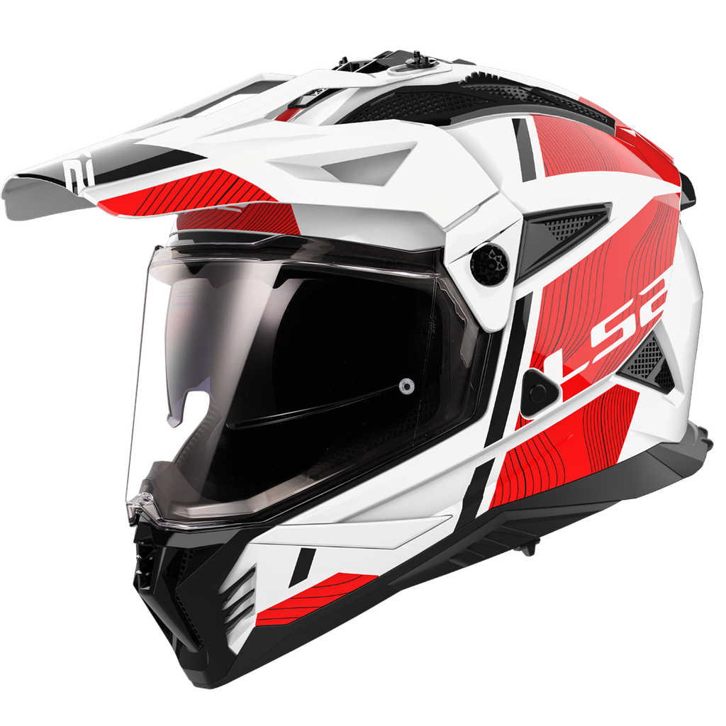 Casco Moto Cross LS2 MX702 Pioneer II Hill Blanco Rojo