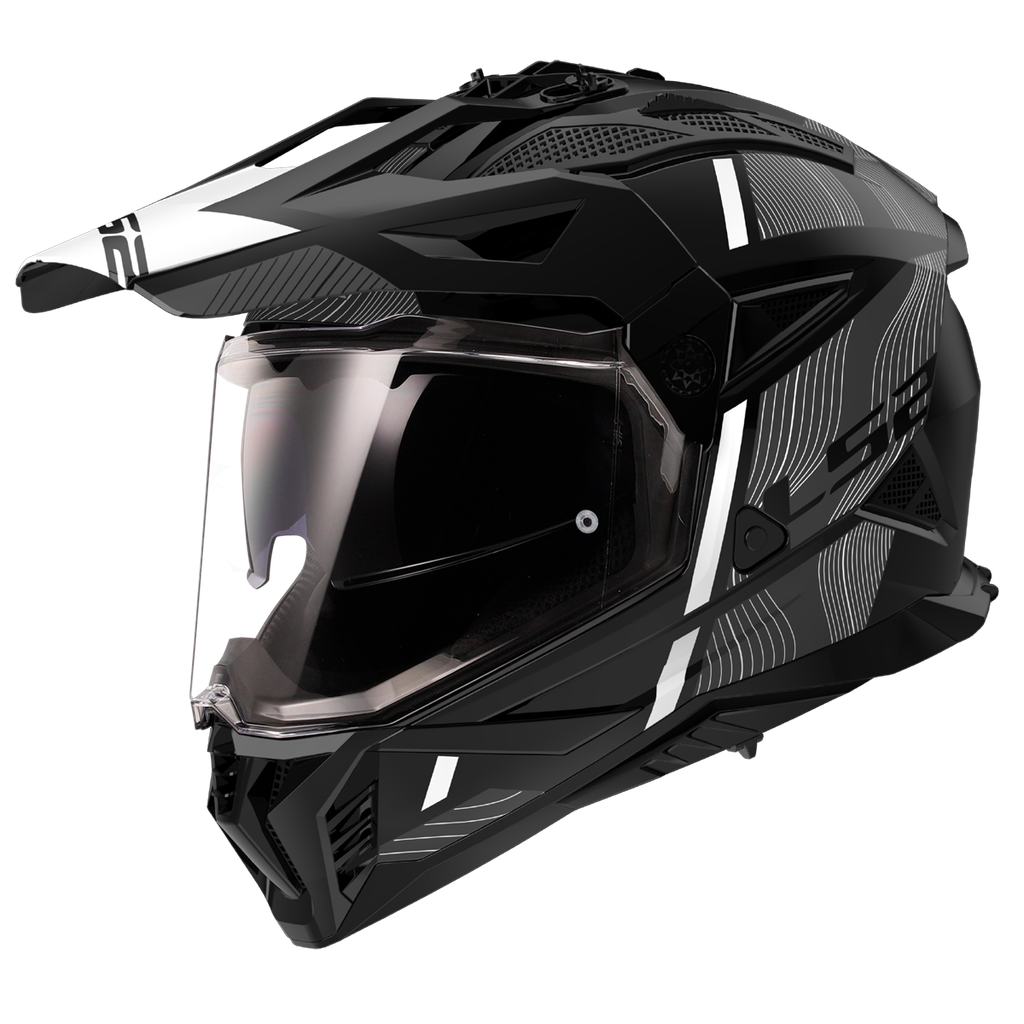 [467022211XS] Casco Moto Cross LS2 MX702 Pioneer II Hill Mate Negro Blanco (XS)