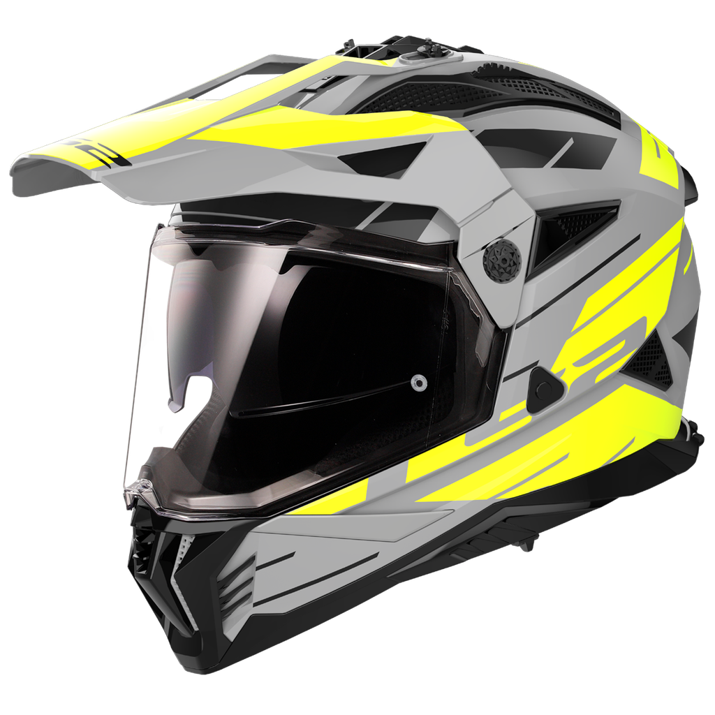Casco Moto Cross LS2 MX702 Pioneer II Namib Mate Gris Amarillo