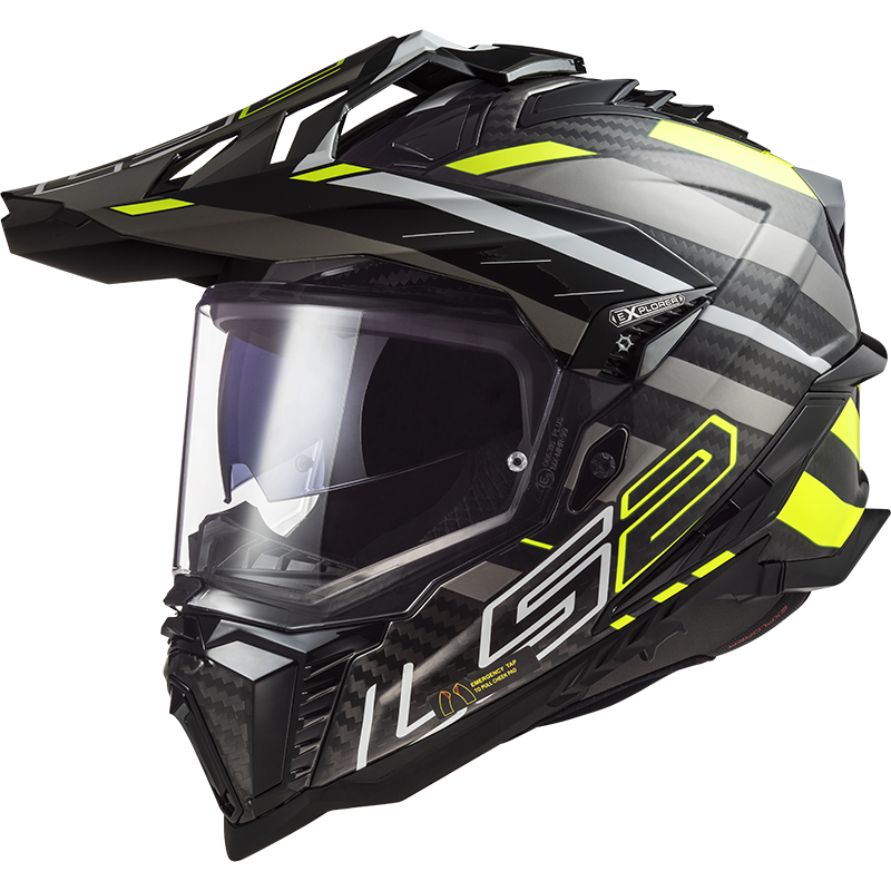 Casco Moto Cross LS2 MX701 Explorer C Edge Brillo Negro Yell