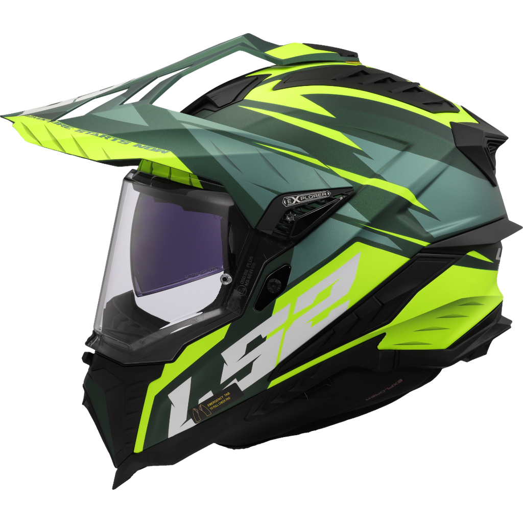 [467012261XS] Casco Moto Cross LS2 MX701 Explorer Spire Verde Amarillo (XS)