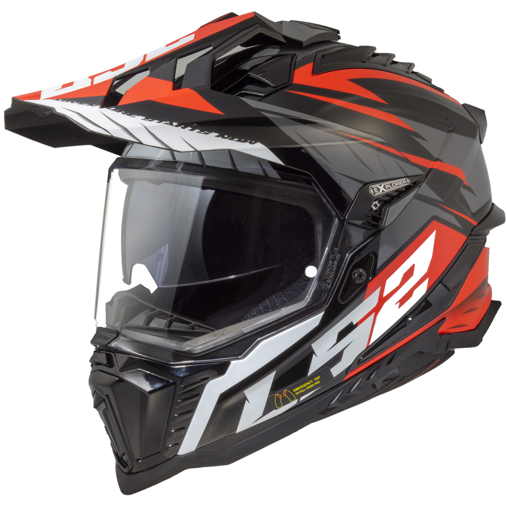 Casco Moto Cross LS2 MX701 Explorer Spire Negro Titanio Rojo