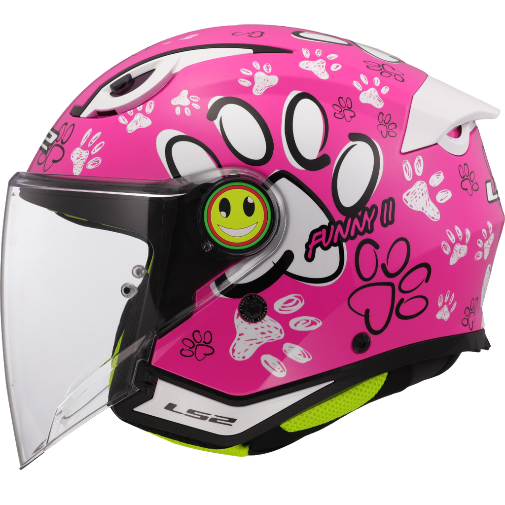 Casco Moto Jet LS2 OF622 Funny II Paws Rosa
