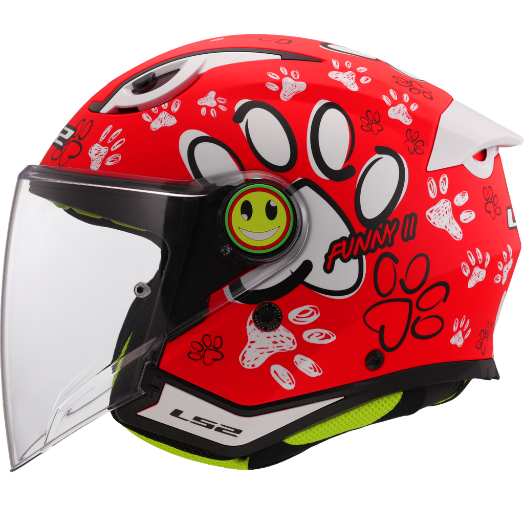 Casco Moto Jet LS2 OF622 Funny II Paws Rojo