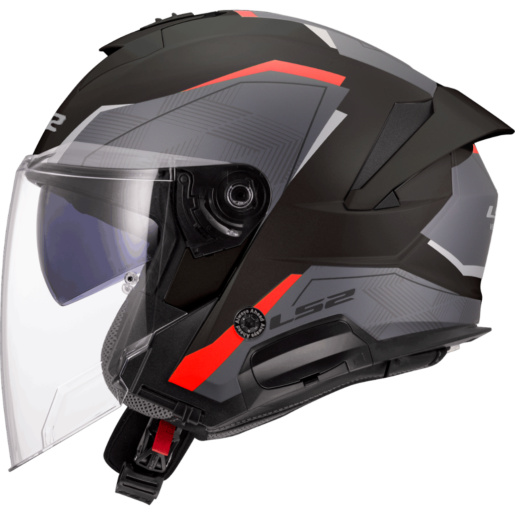 Casco Moto Jet LS2 OF618 Verso II Air Negro Rojo