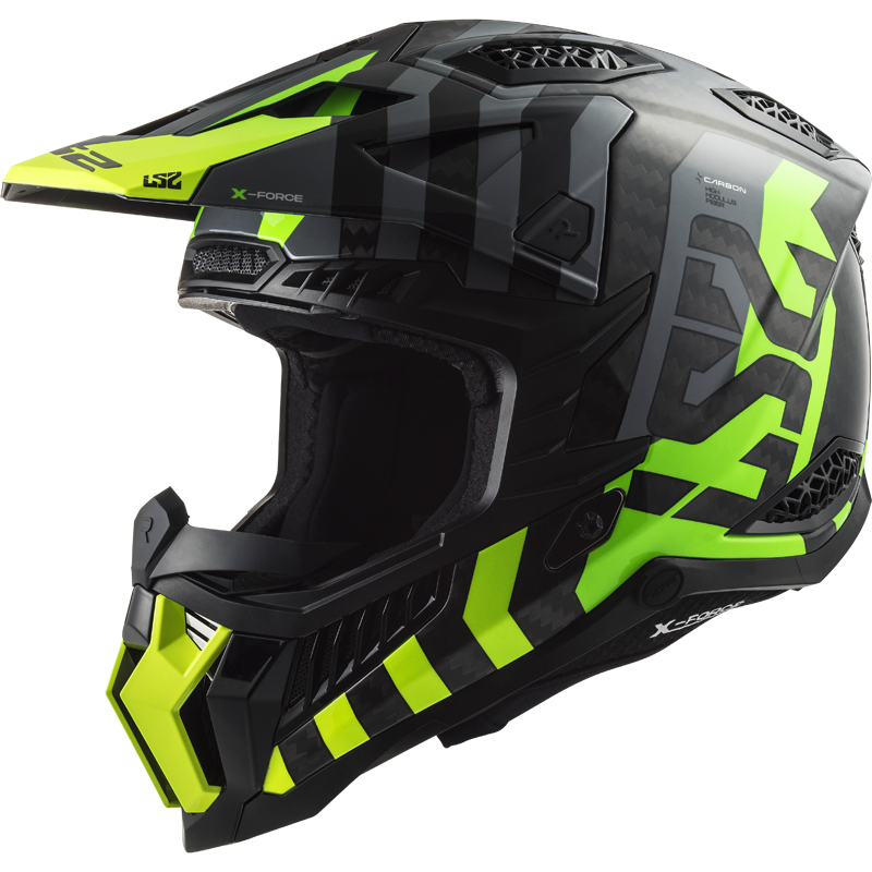 Casco LS2 MX703 CARBON X-FORCE BARRIER amarillo verde
