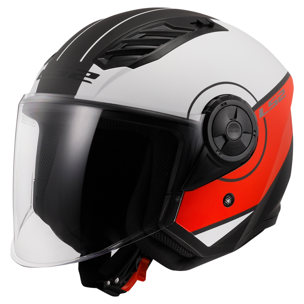 [366162031XS] Casco Moto Jet LS2 OF616 Airflow II Cover Mate Blanco Rojo (XS)