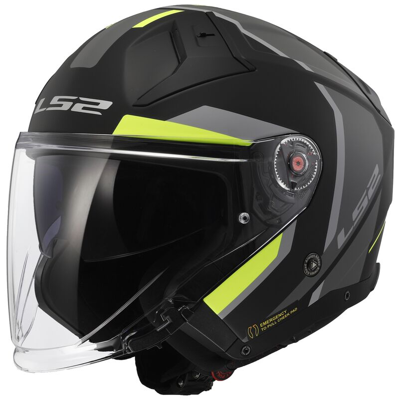 Casco LS2 OF603 INFINITY II FOCUS negro mate amarillo