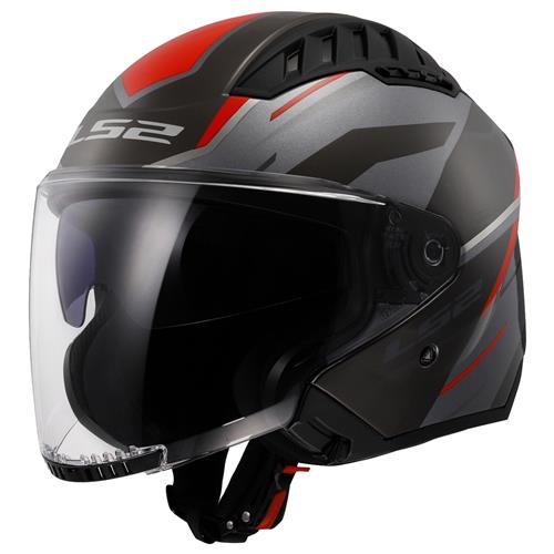 Casco LS2 OF600 COPTER II DISTON gris rojo