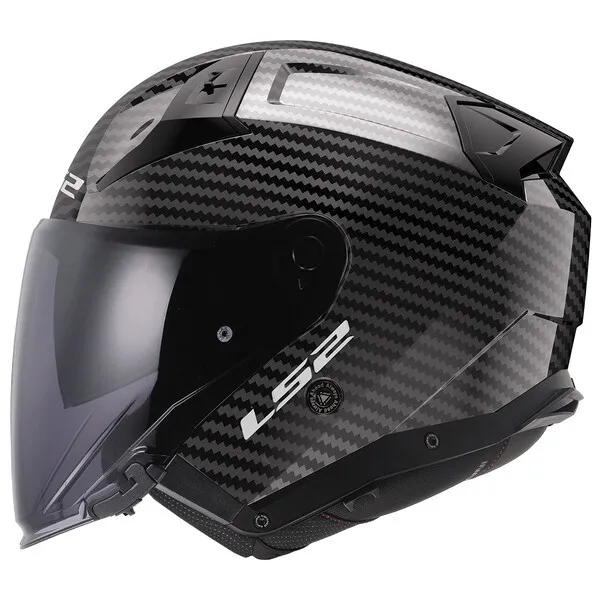 Casco Moto Jet LS2 OF603 Infinity II Brillo Carbono