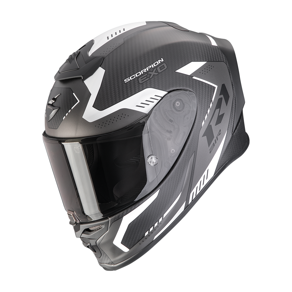 Casco Scorpion Exo-R1 Evo Carbon Air Propel Mate Negro-Plata