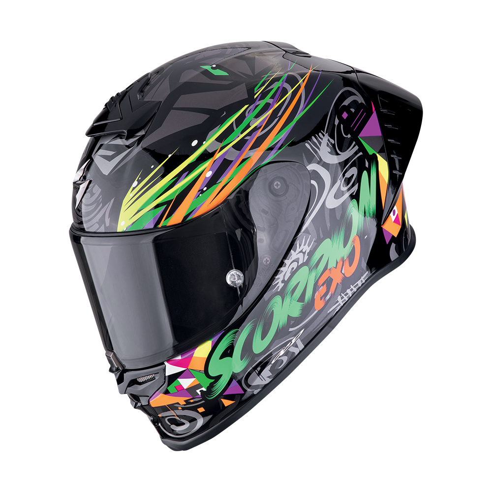[111-505-161-02] Casco Scorpion Exo-R1 Evo II Air Savage Negro-Verde-Naranja (XS)