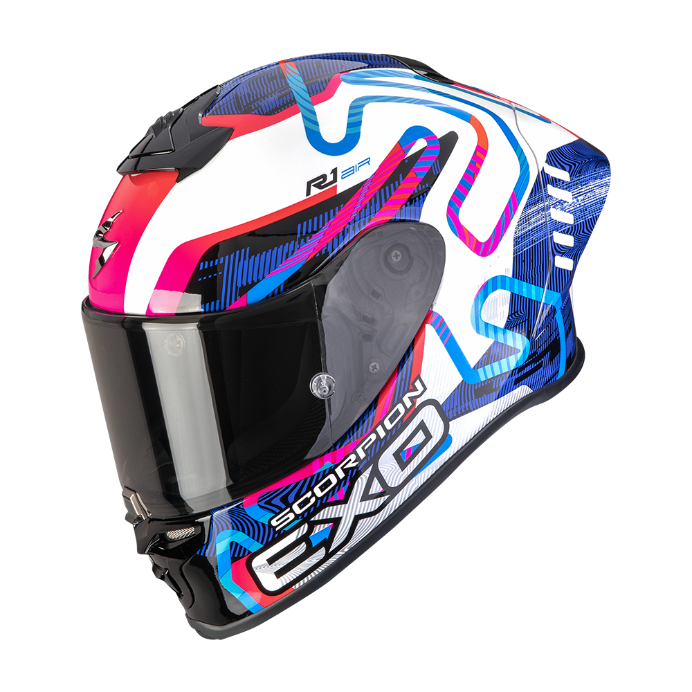 [111-537-388-02] Casco Scorpion Exo-R1 Evo II Air Cornering Blanco-Azul-Rosa (XS)