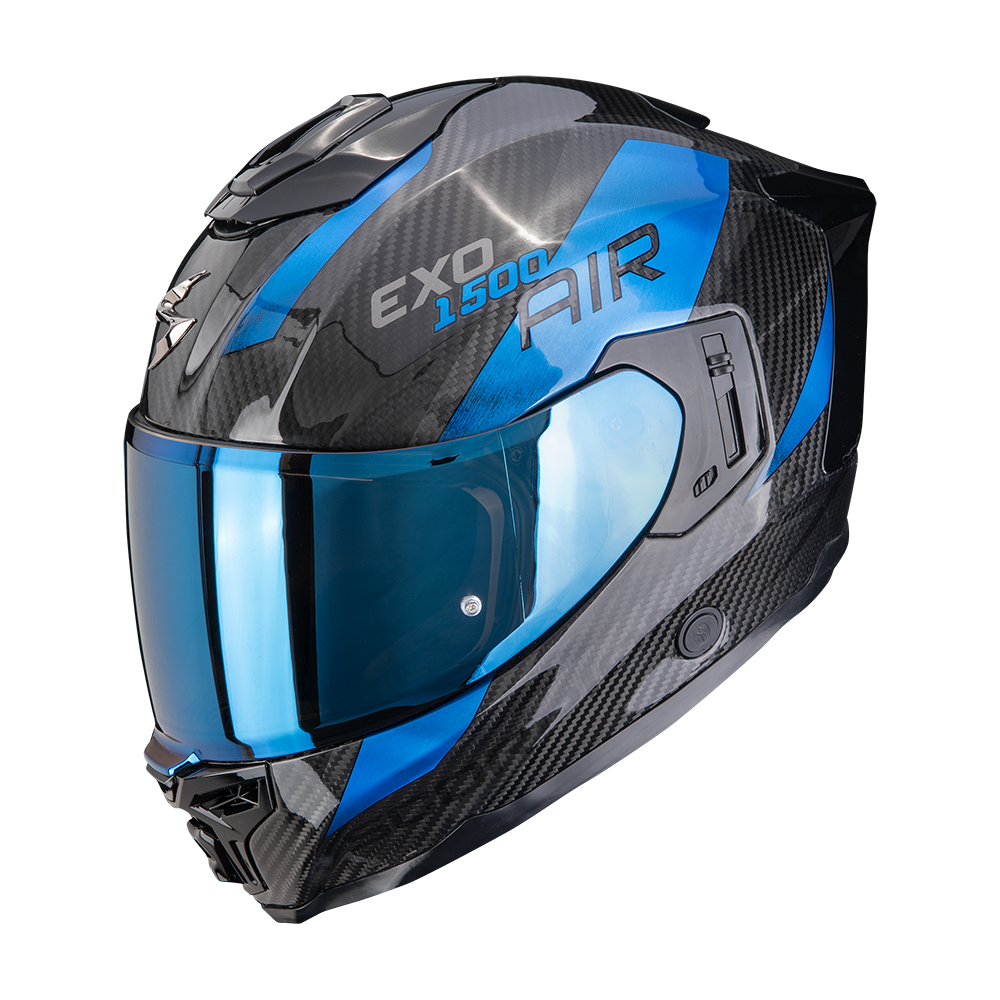 [115-483-66-02] Casco Scorpion Exo-1500 Carbon Air Platted Negro-Azul (XS)