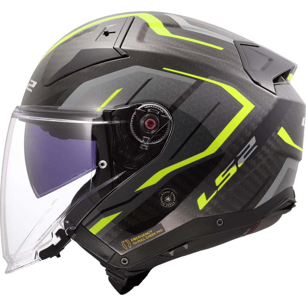Casco Moto Jet LS2 OF603 Infinity II C Urus Amarillo