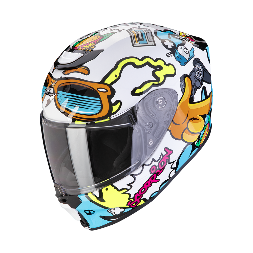 [120-437-74-03] Casco Scorpion Exo-Jnr Air Fun Blanco-Azul (S)