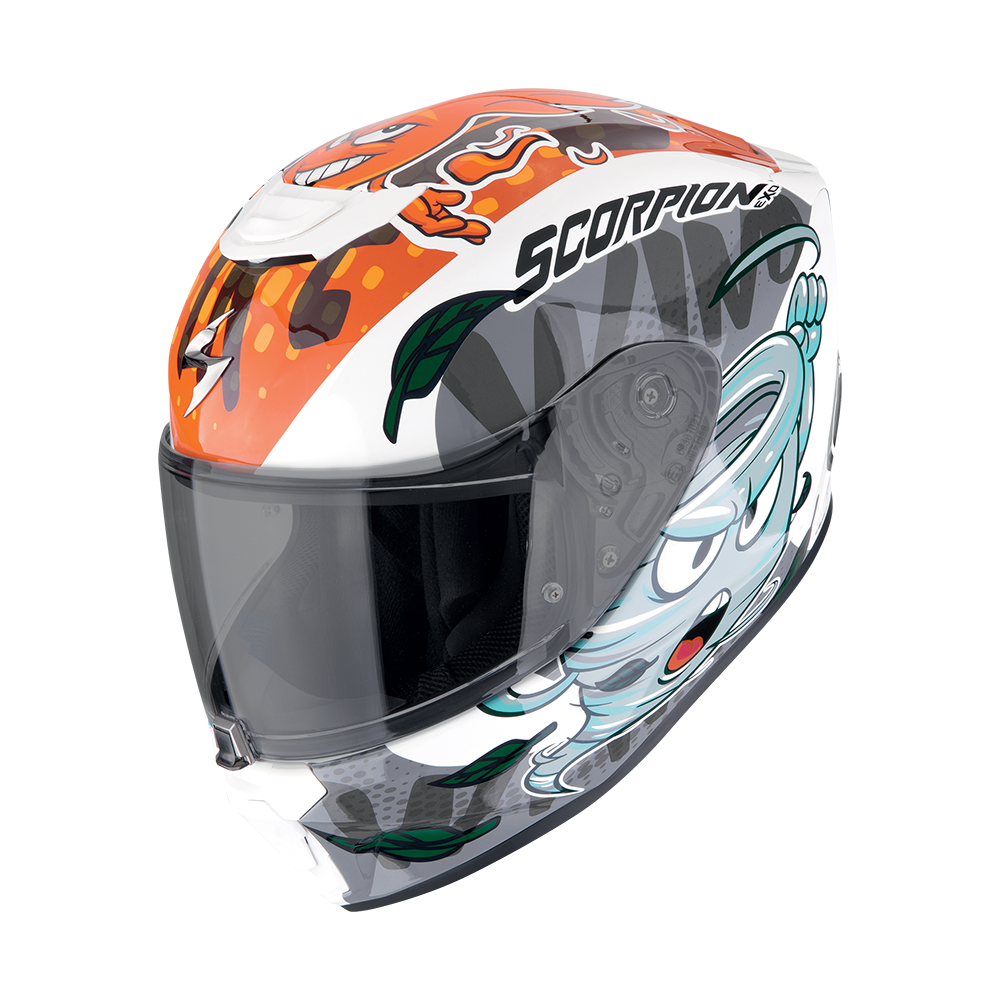 [120-495-361-03] Casco Scorpion Exo-Jnr Air The4Elements Blanco-Azul-Naranja (S)