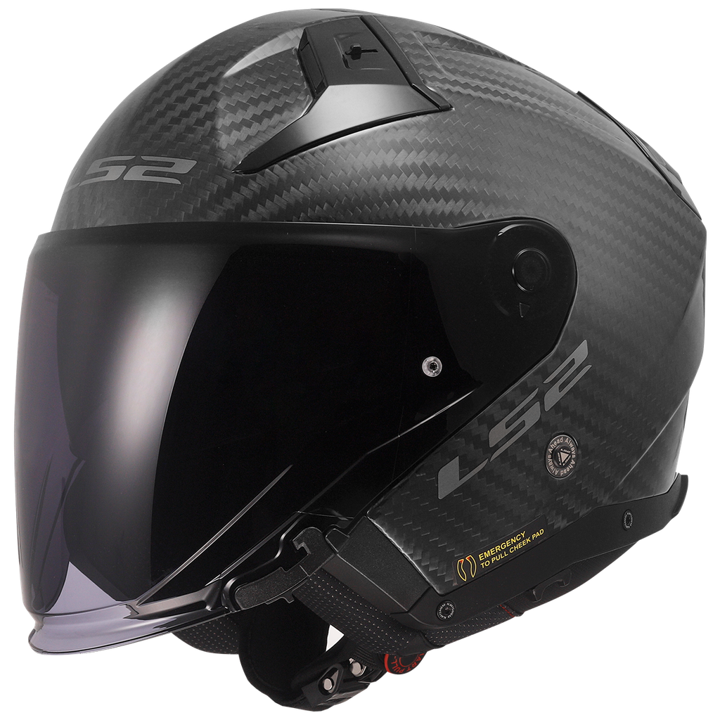 Casco Moto Jet LS2 OF603 Infinity II Mate Carbono