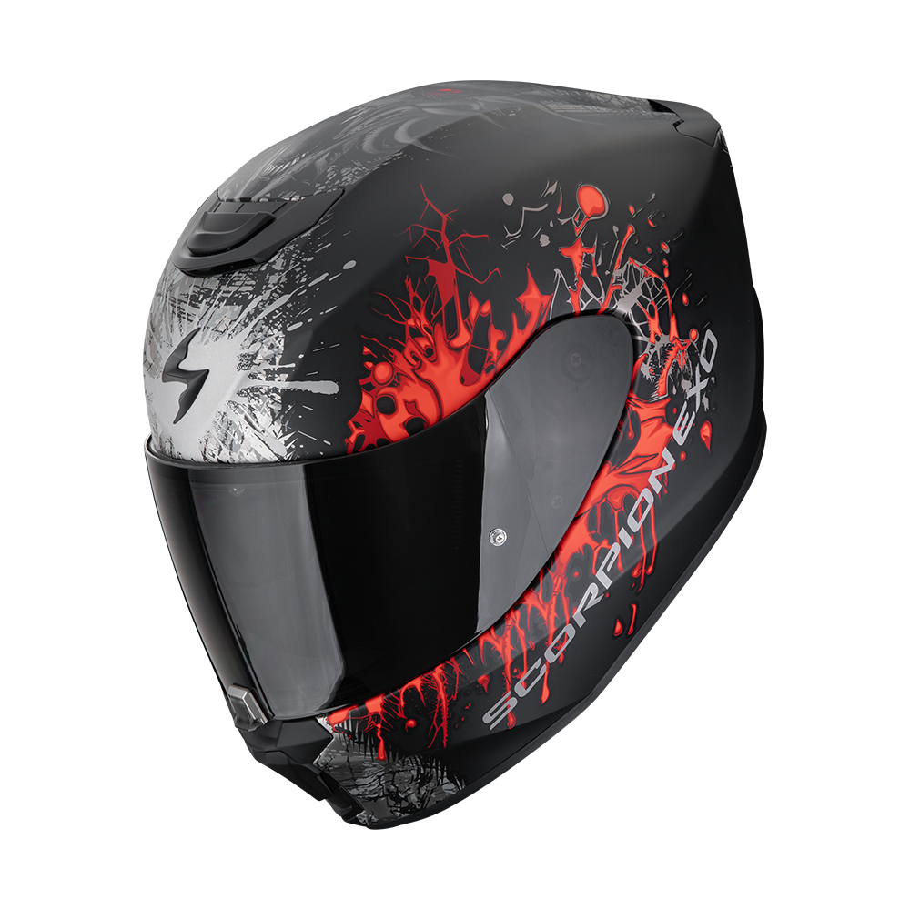 Casco Scorpion Exo-391 Wolf Mate Negro-Plata-Rojo