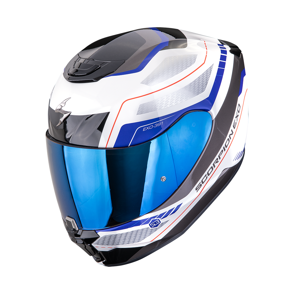 [139-538-74-02] Casco Scorpion Exo-391 Leo Blanco-Azul (XS)