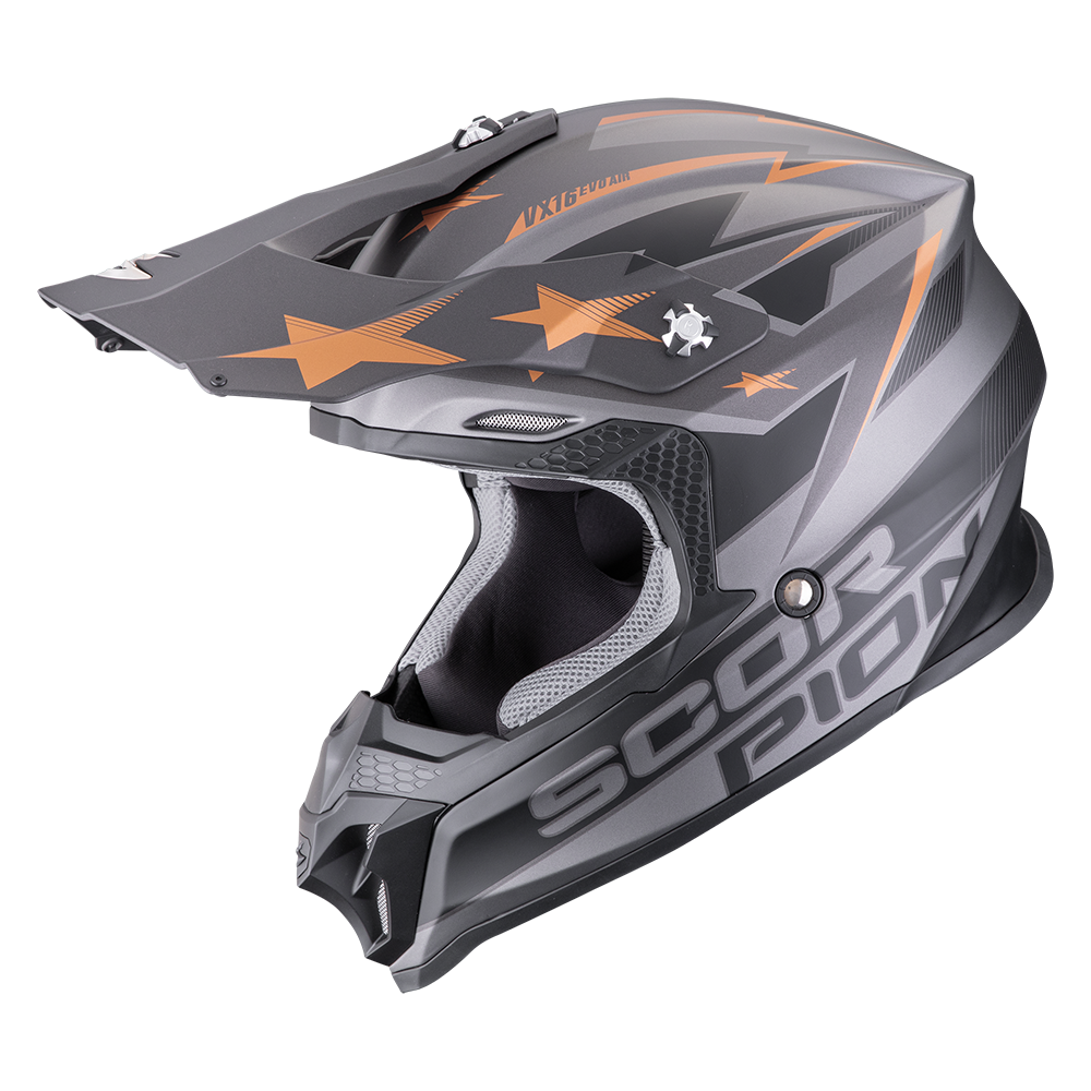 Casco Scorpion Vx-16 Evo Air Patriot Plata-Negro-Cobre