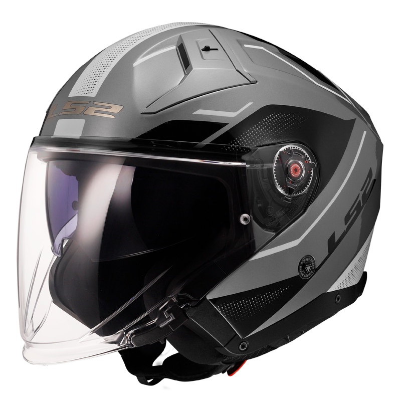[366032202XS] Casco Moto Jet LS2 OF603 Infinity II Veyron Brillo Gris Blanco (XS)