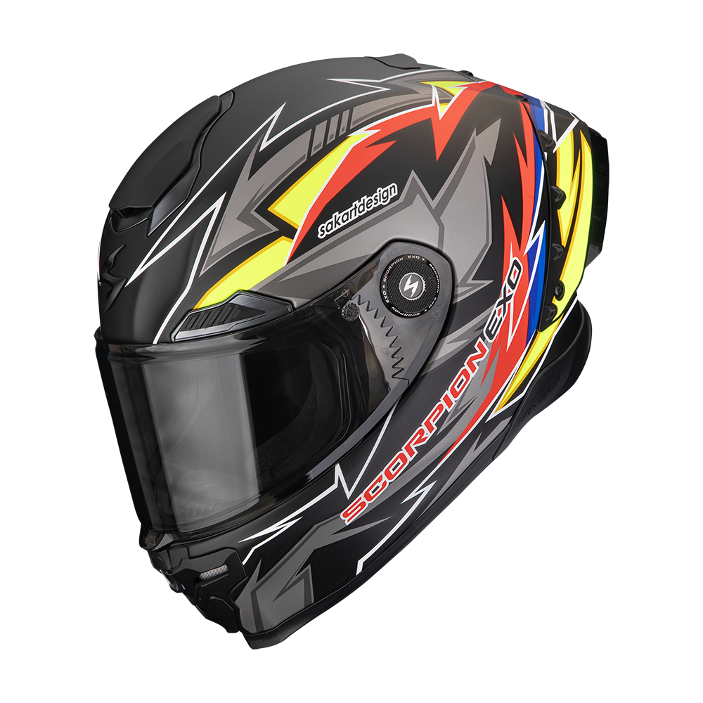 [161-512-371-02] Casco Scorpion Exo-Race Air Move On Mate Negro Rojo Amarillo (XS)