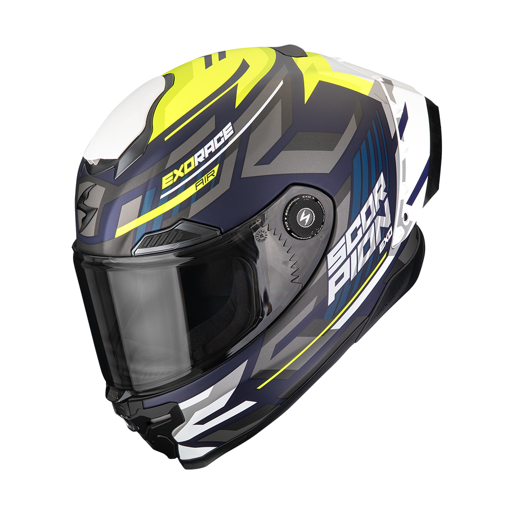 [161-513-220-02] Casco Scorpion Exo-Race Air Kobra Mate Azul Amarillo Neón (XS)
