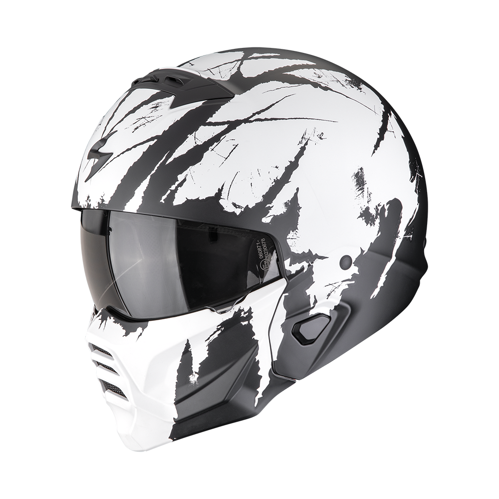 [182-366-227-02] Casco Scorpion Exo-Combat II Marauder Mate Negro-Blanco (XS)