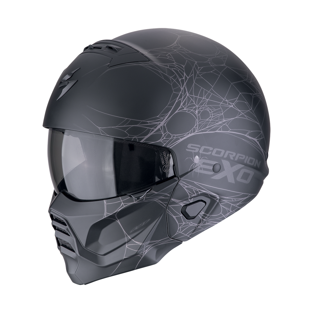 Casco Scorpion Exo-Combat II Spiderweb Mate Negro-Plata