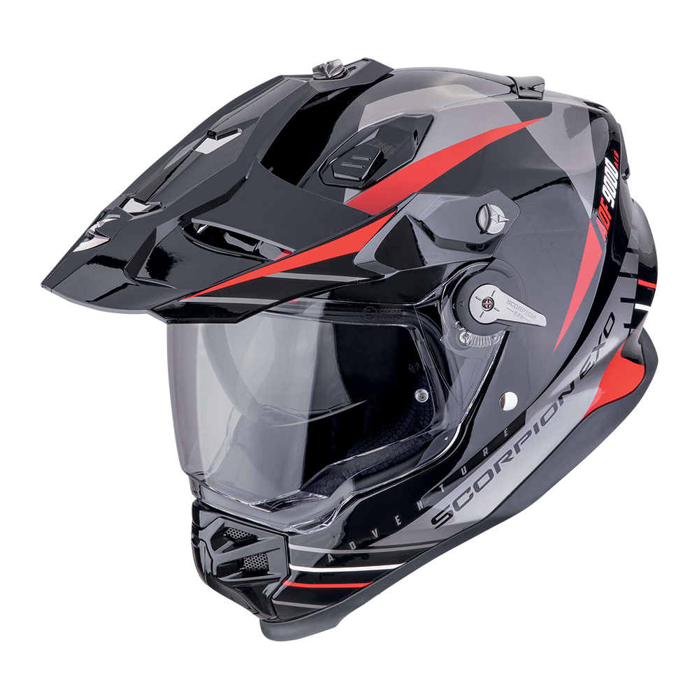 Casco Scorpion ADF-9000 Air Negro Plata Rojo