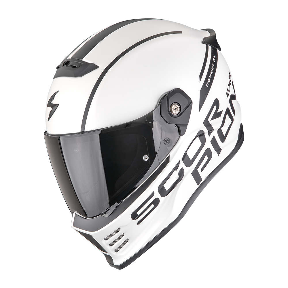 Casco Scorpion Covert Fx Danko Mate Perla Blanco-Negro