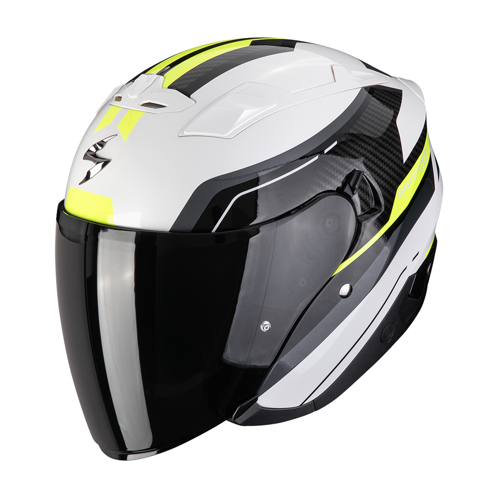 [23-546-346-02] Casco Scorpion Exo-230 Hipe Blanco-Negro-Amarillo Neón (XS)