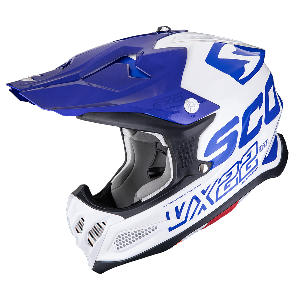 [32-522-236-02] Casco Scorpion Vx-22 Air Updown Blanco-Azul-Azul (XS)