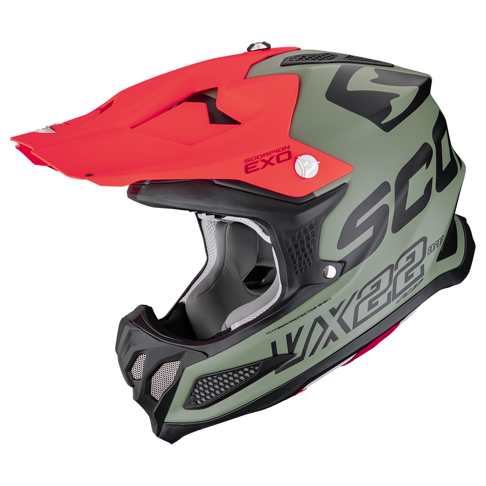 Casco Scorpion Vx-22 Air Updown Verde Mate-Negro-Rojo