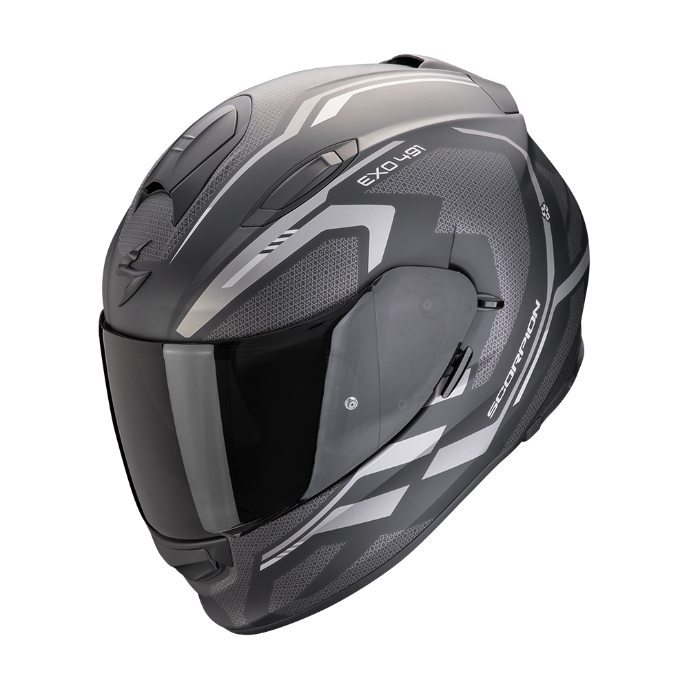 [48-450-159-02] Casco Scorpion Exo-491 Kripta Mate Negro Plata (XS)
