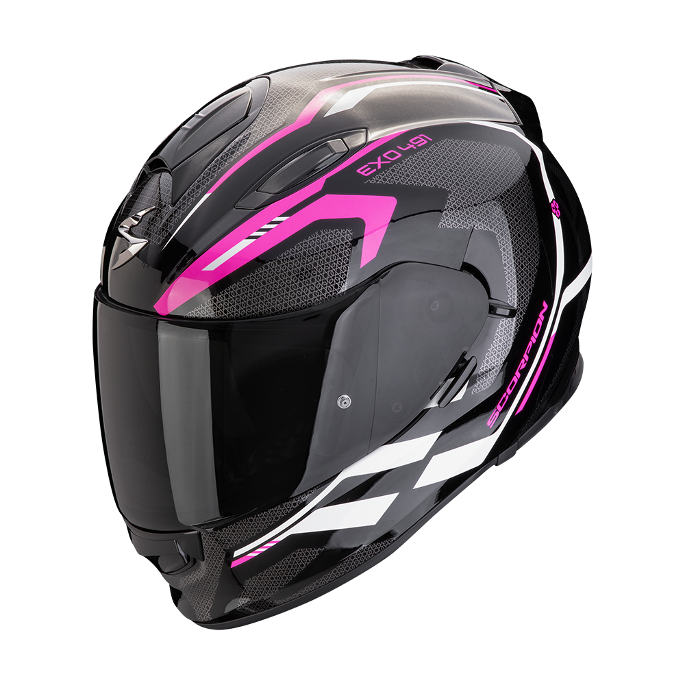[48-450-334-01] Casco Scorpion Exo-491 Kripta Negro Rosa Blanco (XXS)