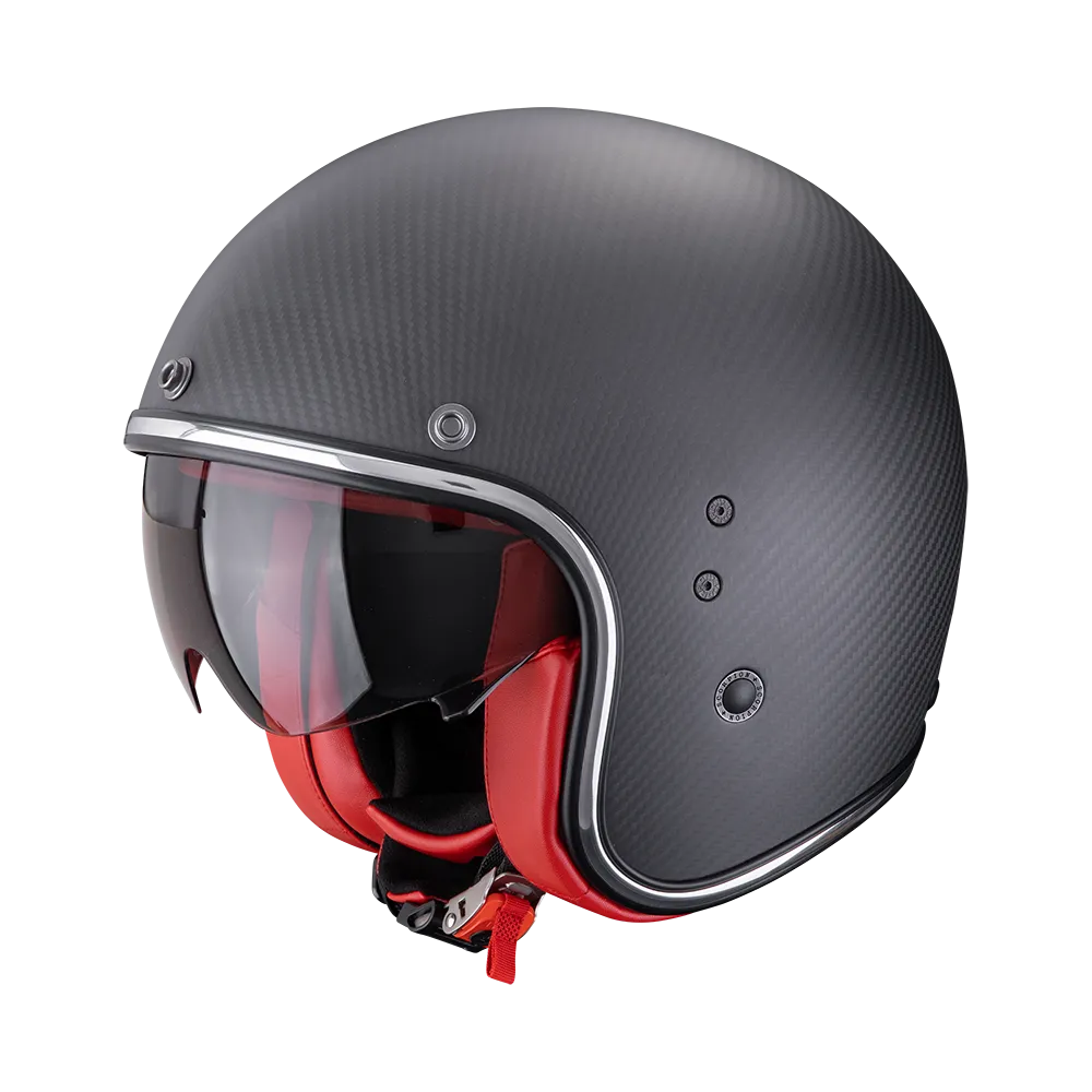 Casco Scorpion Belfast Evo Carbon Solid Negro Mate-Rojo