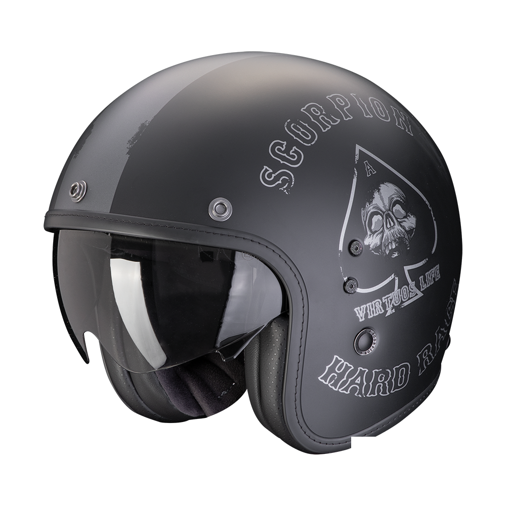[78-458-159-02] Casco Scorpion Belfast Evo Spade Negro Mate-Plata (XS)