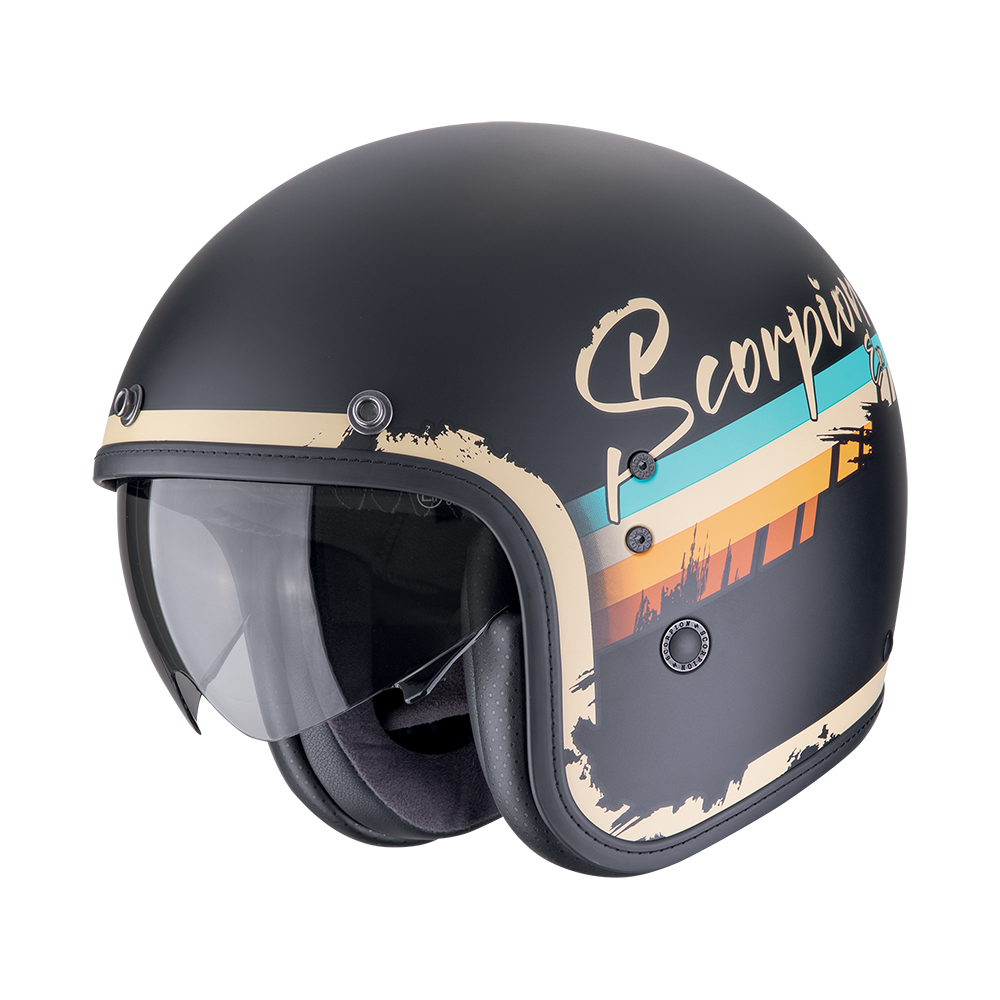 [78-497-363-02] Casco Scorpion Belfast Evo Adonis Negro Mate-Beige (XS)