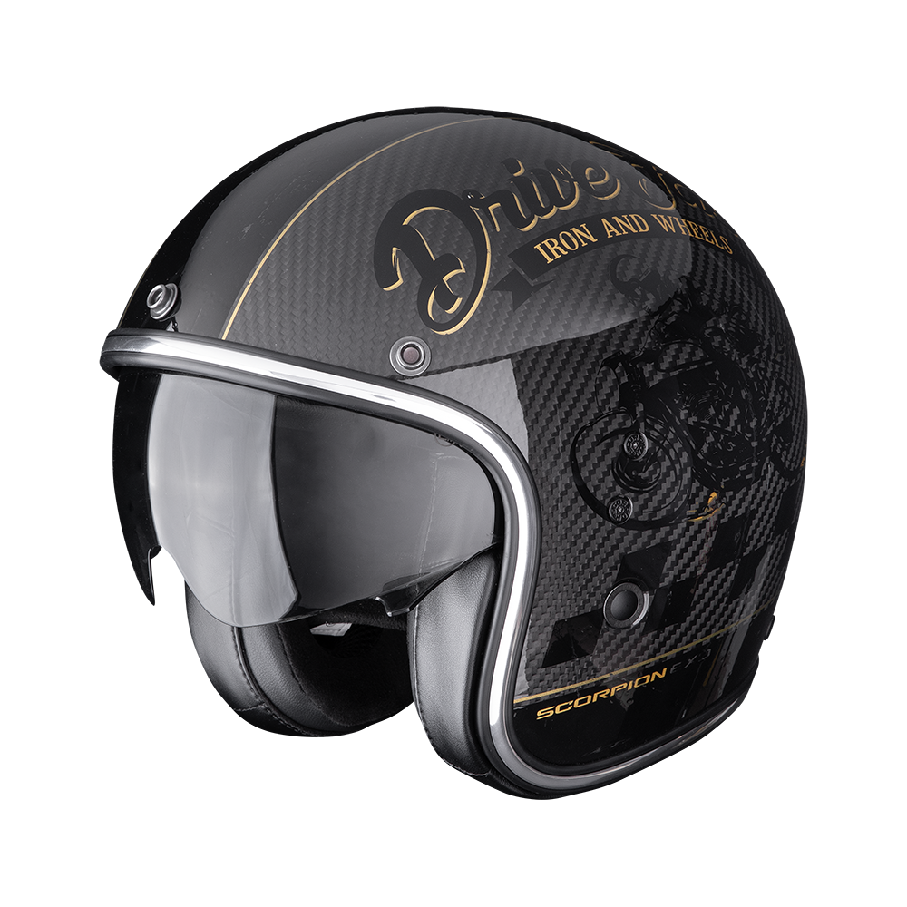 Casco Scorpion Belfast Evo Carbon Zippy Negro-Oro