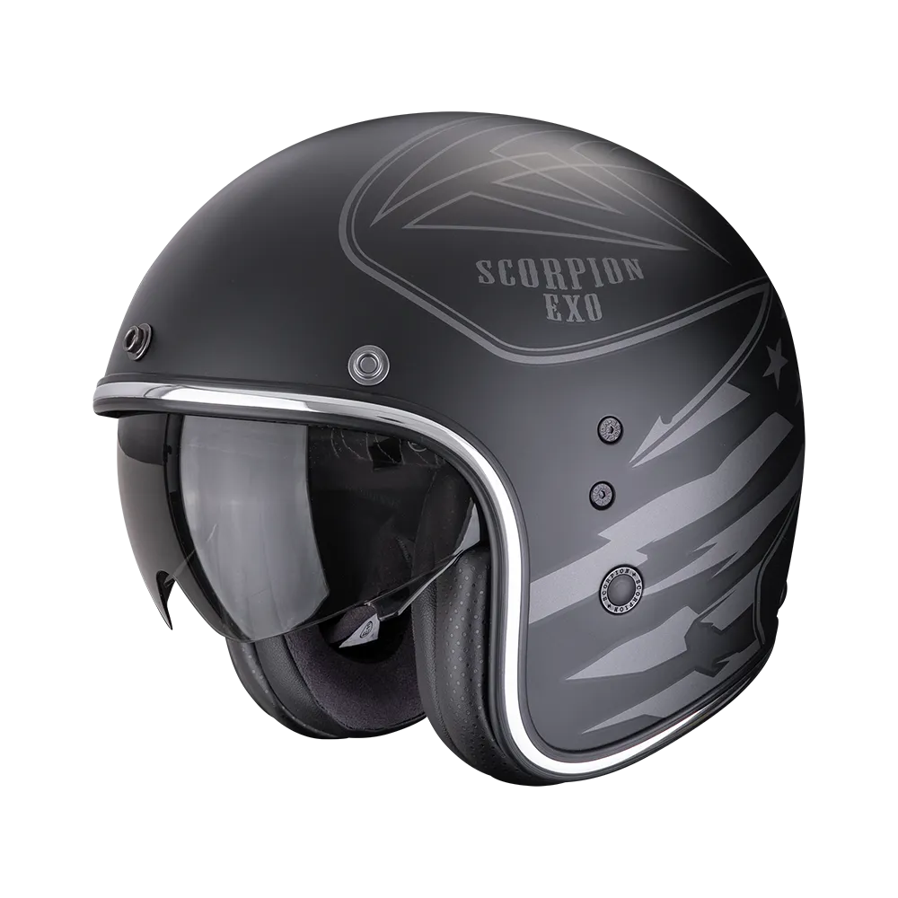 Casco Scorpion Belfast Evo Dawg Negro Mate-Plata