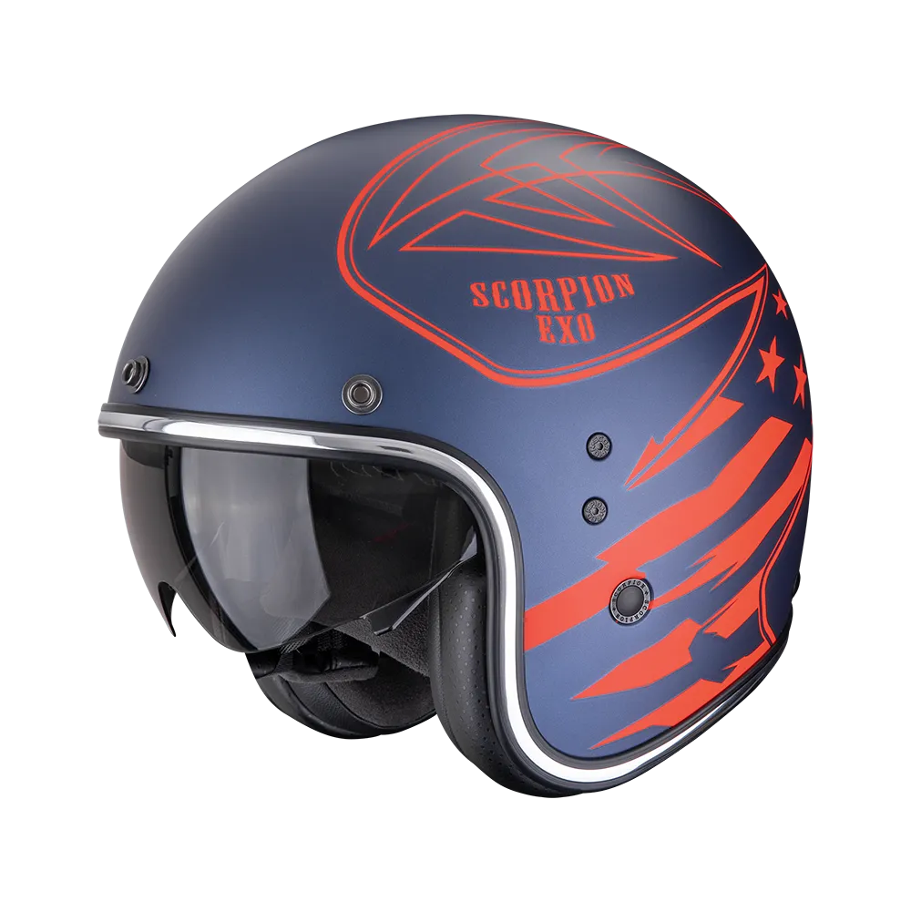 Casco Scorpion Belfast Evo Dawg Azul Mate-Rojo